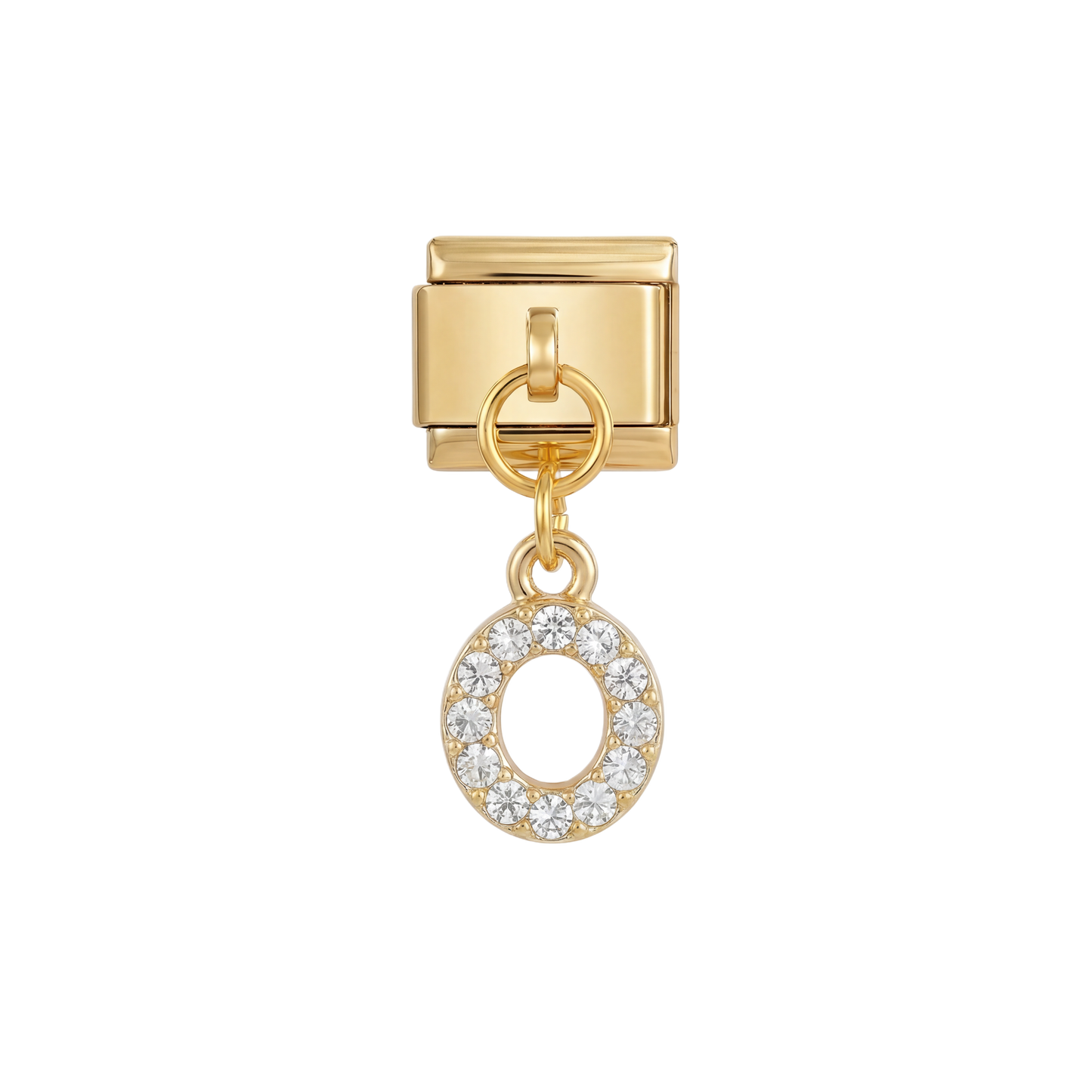 Letter O with stones, Hanging, on Gold