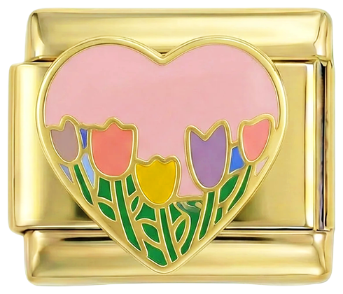 Flower Field in Pink Heart on Gold - Flower-Field-in-Pink-Heart-on-Gold.png