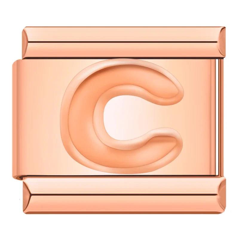 Letter C in Rose Gold, on Rose Gold - Charms Official