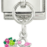 Bicycle Flowers Hanging Silver