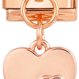 Double Heart with Purple Stones, on Rose Gold