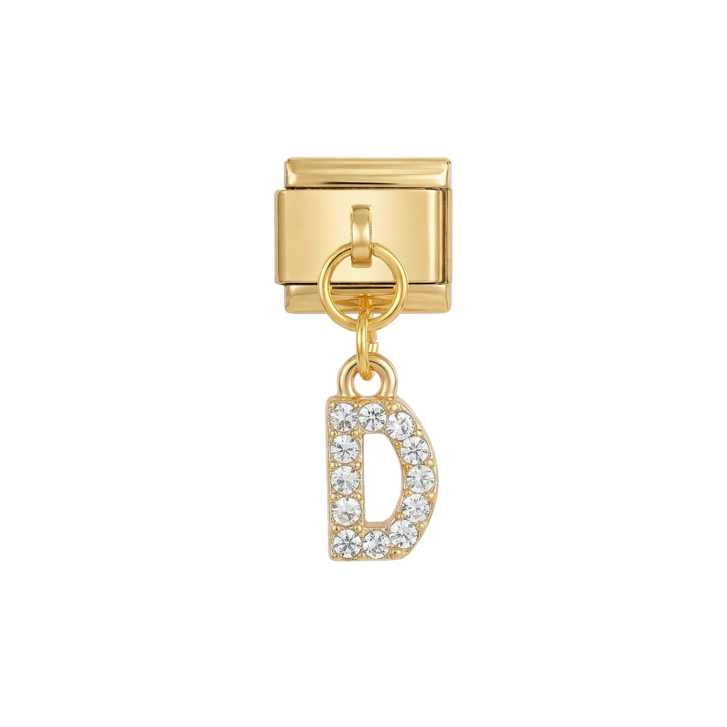 Letter D with stones, Hanging, on Gold