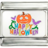 Happy Halloween with Pumpkin on Silver