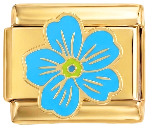 DE ADĂUGAT - Floare albastru deschis pe fond auriu