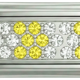 Silver Plate with Yellow & White Stones, Double, on Silver