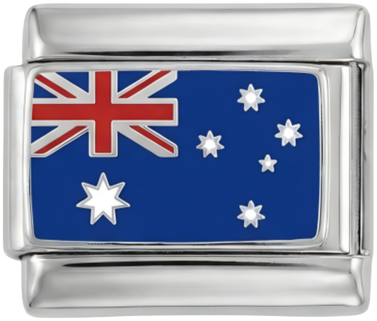 Australia Flag, on Silver