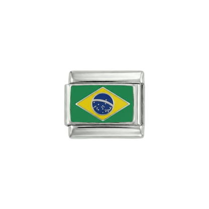 Brazil Flag, on Silver