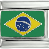 Brazil Flag, on Silver