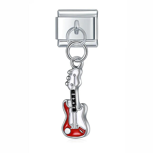 Electric Guitar, on Silver - Charms Official
