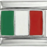 Italy Flag, on Silver
