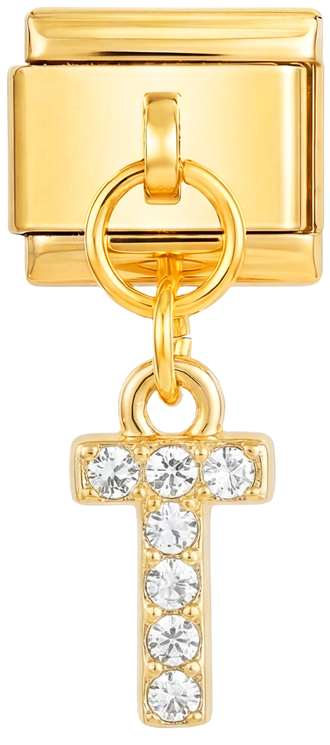 De adăugat - pandantiv literă T cu pietre, din aur