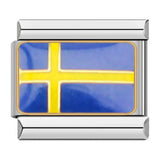 Sweden Flag, on Silver